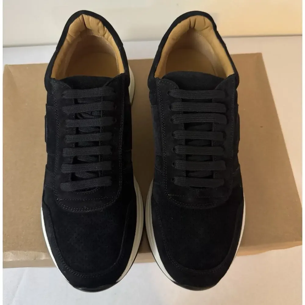 NIB Ralph Lauren Purple Label ‘Ethan’ Black Suede Logo Sneakers Size 8 $895.00
